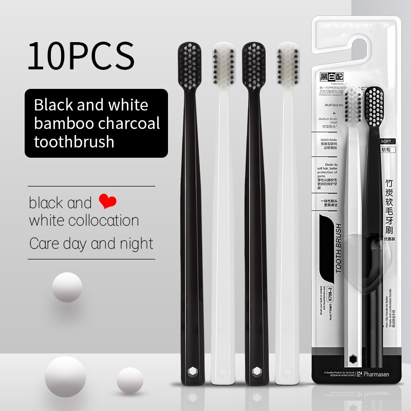 Bamboo Toothbrush - 10 cepillos de dientes de cerdas